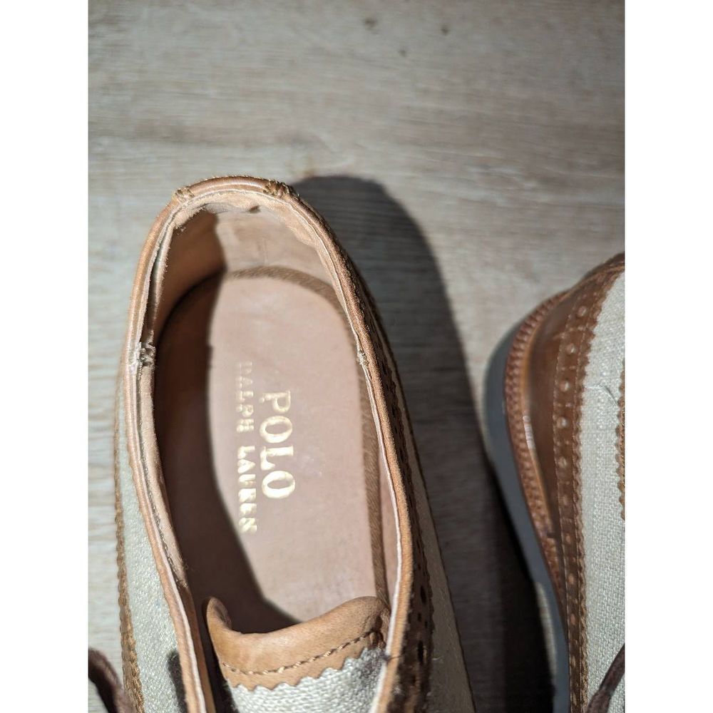 Polo Ralph Lauren Mens Torringtons 120 Oxford Dress Shoes Beige Leather 10.5D - Picture 8 of 13